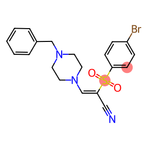 2-((4-BROMOPHENYL)SULFONYL)-3-(4-BENZYLPIPERAZINYL)PROP-2-ENENITRILE