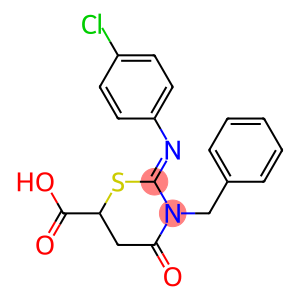 3-benzyl-2-[(4-chlorophenyl)imino]-4-oxo-1,3-thiazinane-6-carboxylic acid