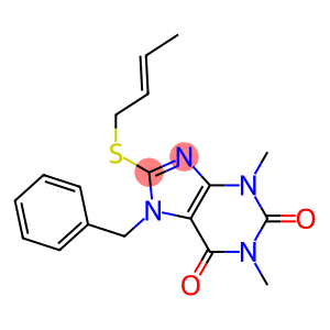 7-benzyl-8-(2-butenylsulfanyl)-1,3-dimethyl-3,7-dihydro-1H-purine-2,6-dione