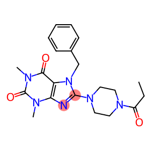 7-BENZYL-1,3-DIMETHYL-8-(4-PROPIONYLPIPERAZIN-1-YL)-3,7-DIHYDRO-1H-PURINE-2,6-DIONE