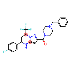 (4-BENZYLPIPERAZIN-1-YL)(5-(4-FLUOROPHENYL)-7-(TRIFLUOROMETHYL)-4,5,6,7-TETRAHYDROPYRAZOLO[1,5-A]PYRIMIDIN-2-YL)METHANONE