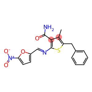 5-benzyl-4-methyl-2-{[(E)-(5-nitro-2-furyl)methylidene]amino}-3-thiophenecarboxamide