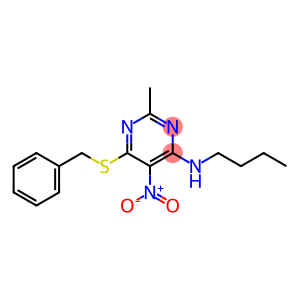 6-(BENZYLTHIO)-N-BUTYL-2-METHYL-5-NITROPYRIMIDIN-4-AMINE