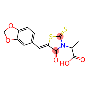 2-[5-(1,3-benzodioxol-5-ylmethylene)-4-oxo-2-thioxo-1,3-thiazolidin-3-yl]propanoic acid