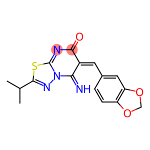 6-(1,3-benzodioxol-5-ylmethylene)-5-imino-2-isopropyl-5,6-dihydro-7H-[1,3,4]thiadiazolo[3,2-a]pyrimidin-7-one