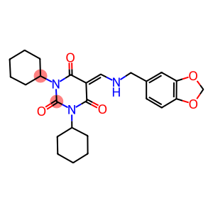 5-((BENZO[D][1,3]DIOXOL-5-YLMETHYLAMINO)METHYLENE)-1,3-DICYCLOHEXYLPYRIMIDINE-2,4,6(1H,3H,5H)-TRIONE