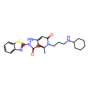 2-(BENZO[D]THIAZOL-2-YL)-5-(3-(CYCLOHEXYLAMINO)PROPYL)-4-METHYL-1,2-DIHYDRO-5H-PYRAZOLO[4,3-C]PYRIDINE-3,6-DIONE