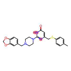 2-(4-(BENZO[D][1,3]DIOXOL-5-YLMETHYL)PIPERAZIN-1-YL)-6-(P-TOLYLTHIOMETHYL)PYRIMIDIN-4(3H)-ONE