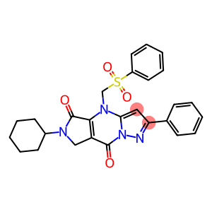 6-Cyclohexyl-6,7-dihydro-4-(phenylsulfonylmethyl)-2-phenyl-4H-1,4,6,8a-tetraaza-s-indacene-5,8-dione