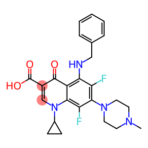 1-Cyclopropyl-6,8-difluoro-1,4-dihydro-5-benzylamino-7-(4-methyl-1-piperazinyl)-4-oxoquinoline-3-carboxylic acid