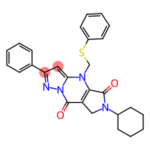 6-Cyclohexyl-6,7-dihydro-2-phenyl-4-phenylthiomethyl-4H-1,4,6,8a-tetraaza-s-indacene-5,8-dione