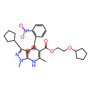 3-Cyclopentyl-1,6-dimethyl-4-(2-nitrophenyl)-4,7-dihydro-1H-pyrazolo[3,4-b]pyridine-5-carboxylic acid 2-cyclopentyloxyethyl ester