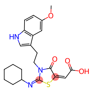 2-{2-(CYCLOHEXYLIMINO)-3-[2-(5-METHOXY-1H-INDOL-3-YL)ETHYL]-4-OXO-1,3-THIAZOLIDIN-5-YLIDENE}ACETIC ACID