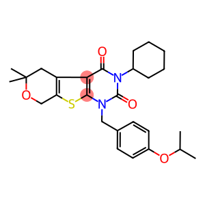 3-CYCLOHEXYL-1-(4-ISOPROPOXYBENZYL)-6,6-DIMETHYL-1,5,6,8-TETRAHYDRO-2H-PYRANO[4',3':4,5]THIENO[2,3-D]PYRIMIDINE-2,4(3H)-DIONE