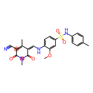 4-{[(5-cyano-1,4-dimethyl-2,6-dioxo-1,6-dihydro-3(2H)-pyridinylidene)methyl]amino}-3-methoxy-N-(4-methylphenyl)benzenesulfonamide