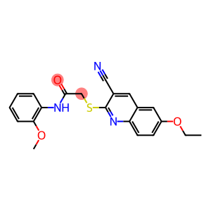 2-[(3-cyano-6-ethoxy-2-quinolinyl)sulfanyl]-N-(2-methoxyphenyl)acetamide