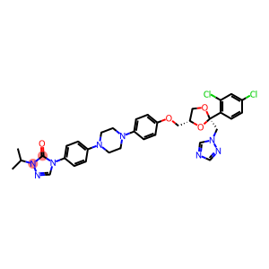 4-[4-[4-[4-[[Cis-2-(2,4-dichlorophenyl)-2-(1H-1,2,4-triazol-1-ylmethyl)-1,3-dioxolan-4-yl]methoxy]phenyl]piperazin-1-yl]phenyl]-2-(1-methylethyl)-2,4-dihydro-3H-1,2,4-triazol-3-one.