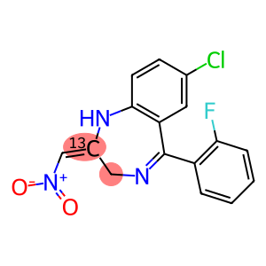 7-CHLORO-1,3-DIHYDRO-5-(2-FLUOROPHENYL)-2-NITROMETHYL-ENE-2H-1,4-BENZODIAZEPINE-13C1