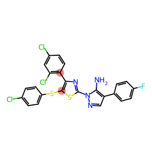 1-[5-[(4-CHLOROPHENYL)SULFANYL]-4-(2,4-DICHLOROPHENYL)-1,3-THIAZOL-2-YL]-4-(4-FLUOROPHENYL)-1H-PYRAZOL-5-AMINE