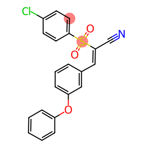 2-((4-CHLOROPHENYL)SULFONYL)-3-(3-PHENOXYPHENYL)PROP-2-ENENITRILE