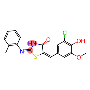 5-(3-chloro-4-hydroxy-5-methoxybenzylidene)-2-[(2-methylphenyl)imino]-1,3-thiazolidin-4-one