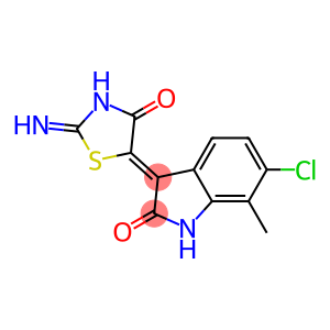 6-chloro-3-(2-imino-4-oxo-1,3-thiazolidin-5-ylidene)-7-methyl-1,3-dihydro-2H-indol-2-one