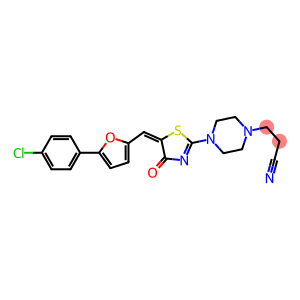 3-[4-(5-{[5-(4-chlorophenyl)-2-furyl]methylene}-4-oxo-4,5-dihydro-1,3-thiazol-2-yl)-1-piperazinyl]propanenitrile