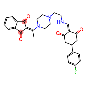 2-(1-(4-(2-((4-(4-CHLOROPHENYL)-2,6-DIOXOCYCLOHEXYLIDENE)METHYLAMINO)ETHYL)PIPERAZIN-1-YL)ETHYLIDENE)-2H-INDENE-1,3-DIONE