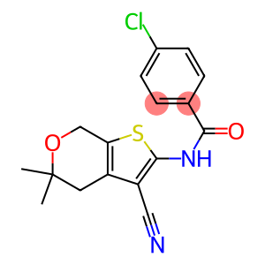 4-chloro-N-(3-cyano-5,5-dimethyl-4,7-dihydro-5H-thieno[2,3-c]pyran-2-yl)benzamide