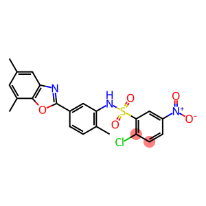 2-chloro-N-[5-(5,7-dimethyl-1,3-benzoxazol-2-yl)-2-methylphenyl]-5-nitrobenzenesulfonamide