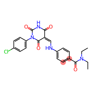 4-{[(1-(4-chlorophenyl)-2,4,6-trioxotetrahydro-5(2H)-pyrimidinylidene)methyl]amino}-N,N-diethylbenzamide