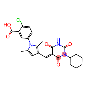 2-chloro-5-{3-[(1-cyclohexyl-2,4,6-trioxotetrahydro-5(2H)-pyrimidinylidene)methyl]-2,5-dimethyl-1H-pyrrol-1-yl}benzoic acid