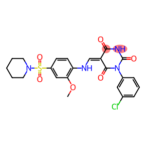1-(3-chlorophenyl)-5-{[2-methoxy-4-(1-piperidinylsulfonyl)anilino]methylene}-2,4,6(1H,3H,5H)-pyrimidinetrione