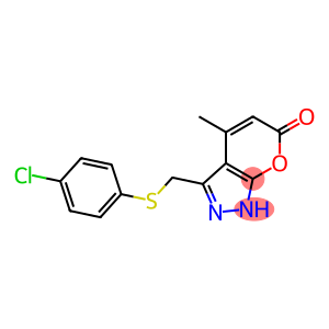 3-{[(4-chlorophenyl)thio]methyl}-4-methyl-1,6-dihydropyrano[2,3-c]pyrazol-6-one