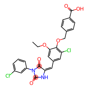 4-[(2-chloro-4-{[1-(3-chlorophenyl)-2,5-dioxo-4-imidazolidinylidene]methyl}-6-ethoxyphenoxy)methyl]benzoic acid