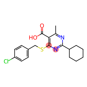 4-[(4-chlorobenzyl)thio]-2-cyclohexyl-6-methylpyrimidine-5-carboxylic acid