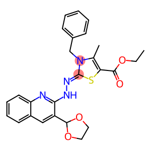 2-[2-[3-(1,3-Dioxolane-2-yl)quinoline-2-yl]hydrazono]-3-benzyl-2,3-dihydro-4-methylthiazole-5-carboxylic acid ethyl ester