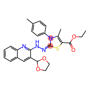 2-[2-[3-(1,3-Dioxolane-2-yl)quinoline-2-yl]hydrazono]-3-(4-methylphenyl)-2,3-dihydro-4-methylthiazole-5-carboxylic acid ethyl ester