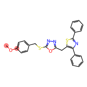 2-[(2,4-diphenyl-1,3-thiazol-5-yl)methyl]-5-[(4-methoxybenzyl)sulfanyl]-1,3,4-oxadiazole