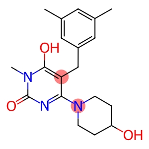 5-(3,5-DIMETHYLBENZYL)-6-HYDROXY-4-(4-HYDROXYPIPERIDIN-1-YL)-1-METHYLPYRIMIDIN-2(1H)-ONE