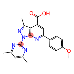 1-(4,6-DIMETHYL-PYRIMIDIN-2-YL)-6-(4-METHOXY-PHENYL)-3-METHYL-1H-PYRAZOLO[3,4-B]PYRIDINE-4-CARBOXYLIC ACID