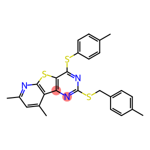 7,9-DIMETHYL-2-[(4-METHYLBENZYL)SULFANYL]-4-[(4-METHYLPHENYL)SULFANYL]PYRIDO[3',2':4,5]THIENO[3,2-D]PYRIMIDINE