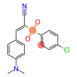 3-(4-(DIMETHYLAMINO)PHENYL)-2-((4-CHLOROPHENYL)SULFONYL)PROP-2-ENENITRILE