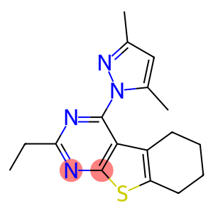 4-(3,5-dimethyl-1H-pyrazol-1-yl)-2-ethyl-5,6,7,8-tetrahydro[1]benzothieno[2,3-d]pyrimidine