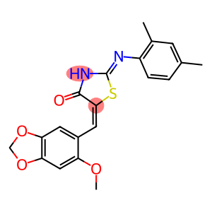 2-[(2,4-dimethylphenyl)imino]-5-[(6-methoxy-1,3-benzodioxol-5-yl)methylene]-1,3-thiazolidin-4-one