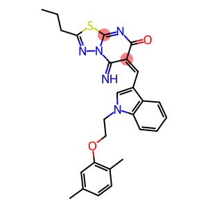 6-({1-[2-(2,5-dimethylphenoxy)ethyl]-1H-indol-3-yl}methylene)-5-imino-2-propyl-5,6-dihydro-7H-[1,3,4]thiadiazolo[3,2-a]pyrimidin-7-one