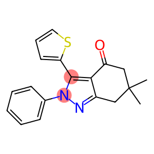 6,6-dimethyl-2-phenyl-3-(2-thienyl)-2,5,6,7-tetrahydro-4H-indazol-4-one