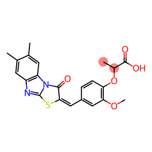 2-{4-[(6,7-dimethyl-3-oxo[1,3]thiazolo[3,2-a]benzimidazol-2(3H)-ylidene)methyl]-2-methoxyphenoxy}propanoic acid