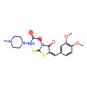 2-[5-(3,4-dimethoxybenzylidene)-4-oxo-2-thioxo-1,3-thiazolidin-3-yl]-N-(4-methyl-1-piperazinyl)acetamide