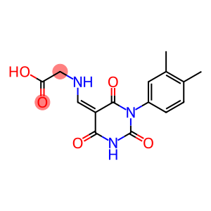 {[(1-(3,4-dimethylphenyl)-2,4,6-trioxotetrahydro-5(2H)-pyrimidinylidene)methyl]amino}acetic acid